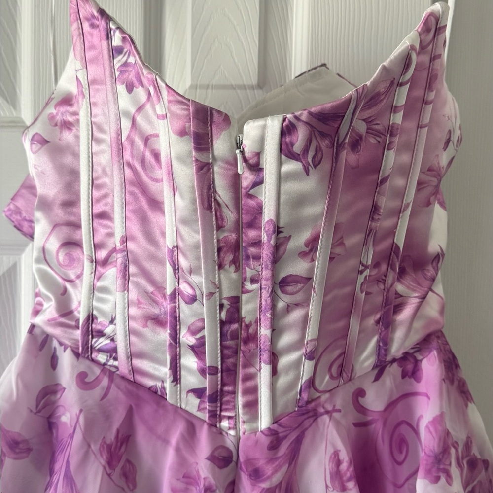 Floral Strapless Ruffled Dress - Picture 6 of 8